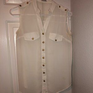 White Sleeveless Top - Medium